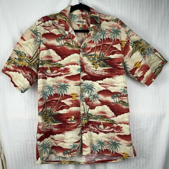 Campia Men’s Medium Hawaiian Button Up Short Sleeve Shirt Cotton Vintage Palms - Picture 1 of 7